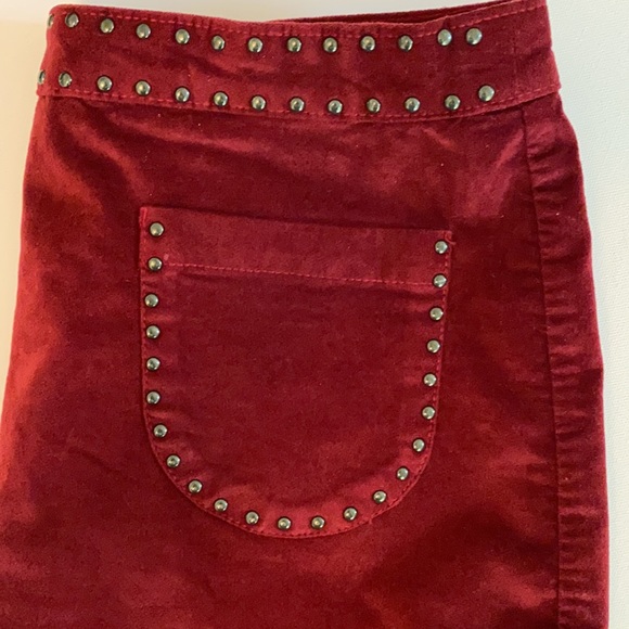 Skirt Burgundy Velvet  by Mossimo Supply & Co. Studded Pockets. NWOT - Picture 7 of 7